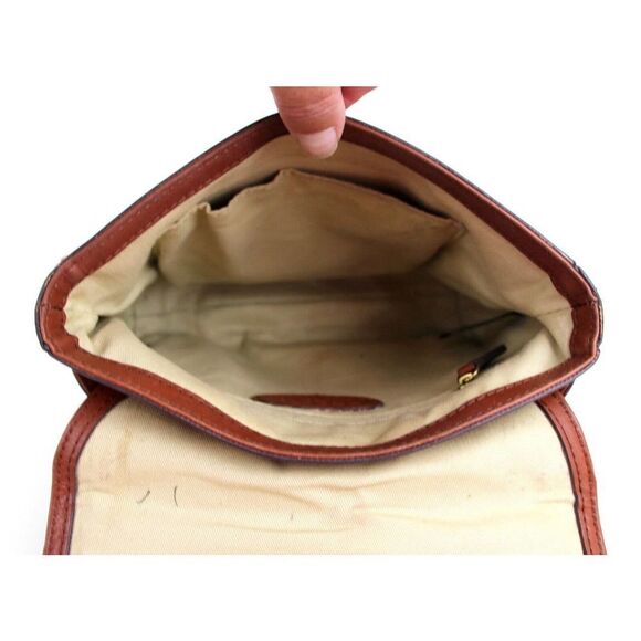 FOSSIL BROWN GENUINE LEATHER FLAP X-BODY MESSENGER SHOULDER BAG HANDBAG PURSE - Picture 9 of 14